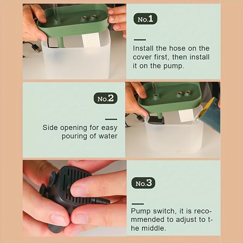 Automatic USB Pet Water Fountain, Silent Pets Drinking Water Dispenser for Cats Dogs Pets (Plug in USB Cable to Use)