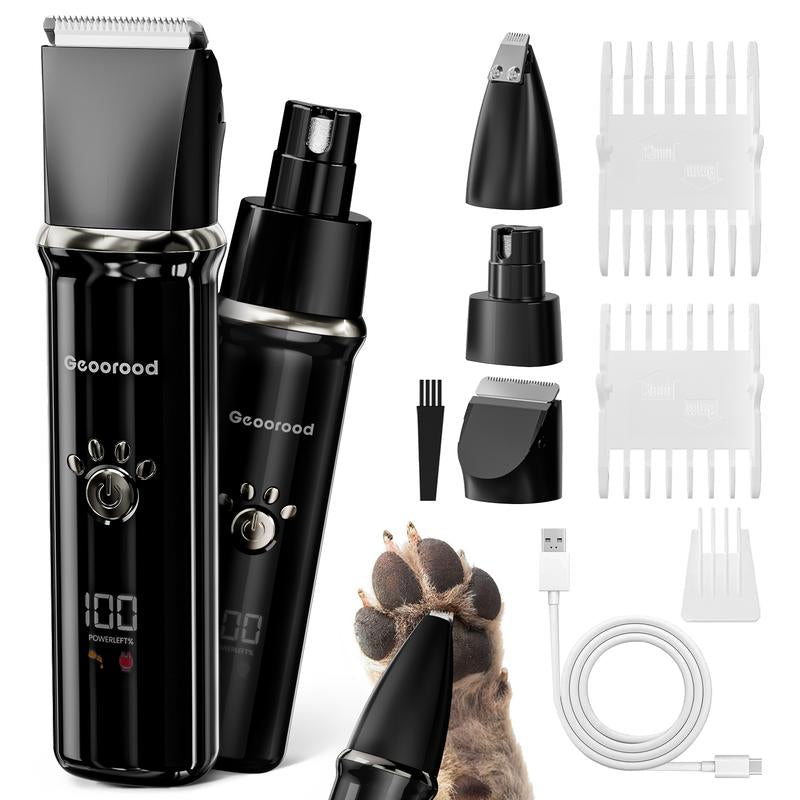 Geoorood Dog Clipper, Low Noise Dog Grooming Kit with Rechargeable Battery and LED Display, Cordless Electric Quiet Hair Clipper Set for Dogs, Cats, and Other Pets #Holiday Haul