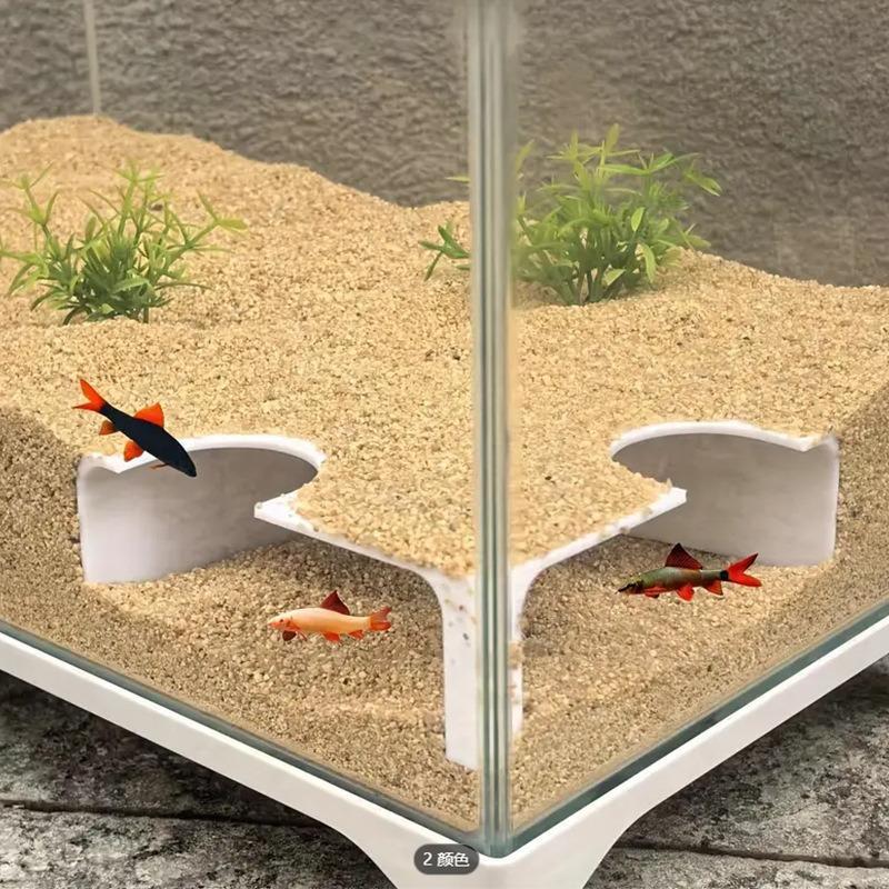 3D Dual-Entry Bionic Gravel Cave, Aquarium Eco Fish Tunnel & Reptile Underground Observatory Nest, Amphibious Habitat for Aquatic/Terrestrial Pets
