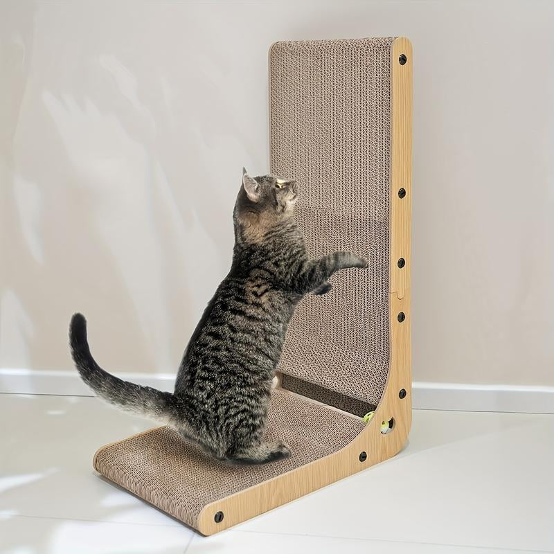 Large Size Cat Scratching Board, 23.6 Inch L Shape Cat Scratching Pad Wall Mounted, Cat Scratching Board with Ball Toy for Indoor Cats to Play