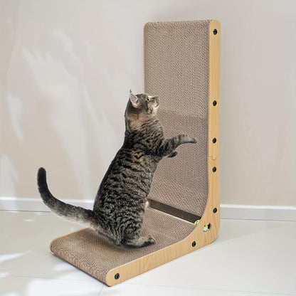 Large Size Cat Scratching Board, 23.6 Inch L Shape Cat Scratching Pad Wall Mounted, Cat Scratching Board with Ball Toy for Indoor Cats to Play