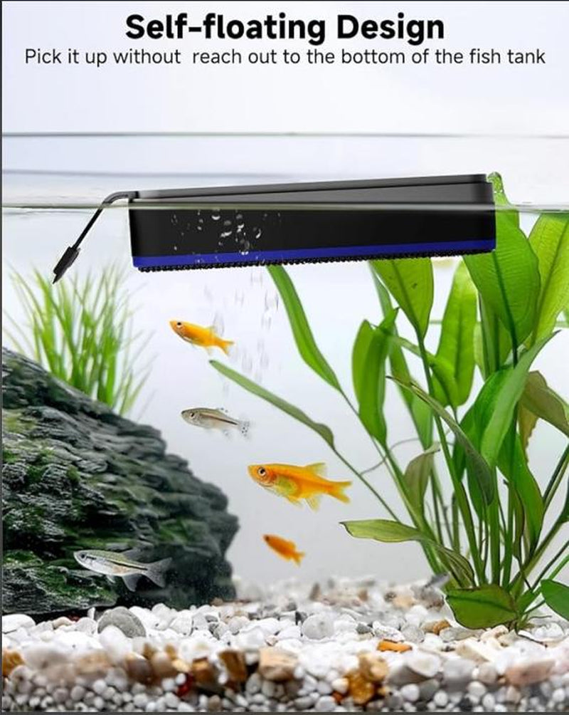 AQQA Magnetic Aquarium Fish Tank Glass Cleaner, Dual-Blades Algae Scraper Glass Cleaner Scrubber, Double Side Floating Aquarium Magnetic Brush , Thick Glass Aquariums Tank