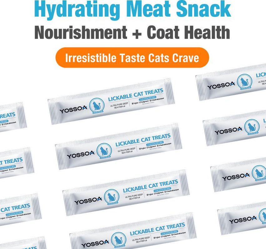 YOSSOA Lickable Wet Cat Treats, Squeezable Creamy Purée Cat Treat Delectables Squeeze Lickable Treats, Squeeze Stick Lickable Treats for Cats No Added Fillers, No By-Products, No Added Preservatives