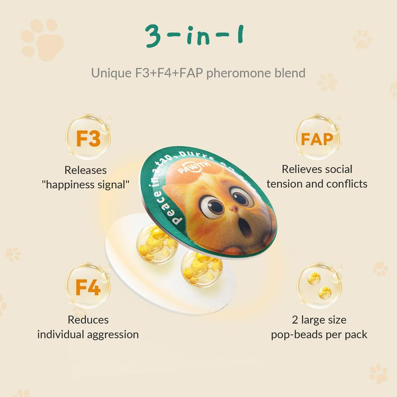 PAWITH Cat Calming Pop Patch (1 Box * 7 Patches) ,Long Lasting up to 48 Hours Per,To Help Reduce Conflicts and Signs of Tension in Multi-Cat Households,Ideal for Cat Travel, Vet Visits, Car Rides Effectively Alleviating Emergency Behaviors.