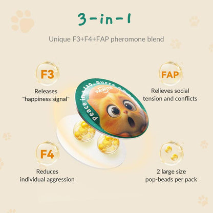 PAWITH Cat Calming Pop Patch (1 Box * 7 Patches) ,Long Lasting up to 48 Hours Per,To Help Reduce Conflicts and Signs of Tension in Multi-Cat Households,Ideal for Cat Travel, Vet Visits, Car Rides Effectively Alleviating Emergency Behaviors.