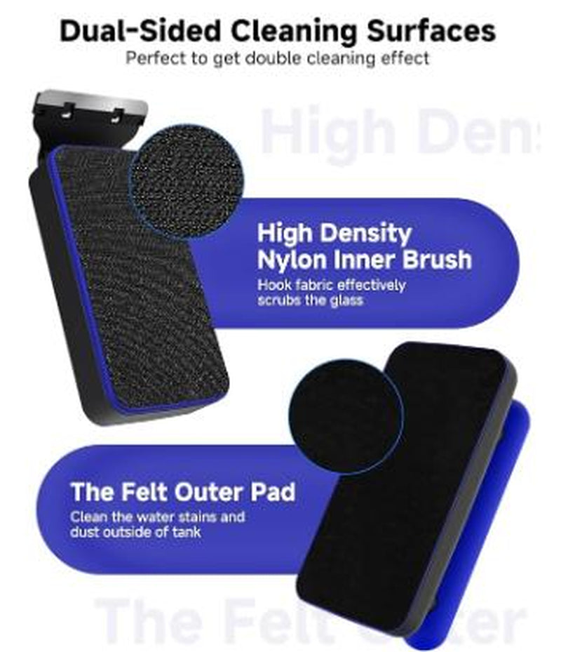 AQQA Magnetic Aquarium Fish Tank Glass Cleaner, Dual-Blades Algae Scraper Glass Cleaner Scrubber, Double Side Floating Aquarium Magnetic Brush , Thick Glass Aquariums Tank