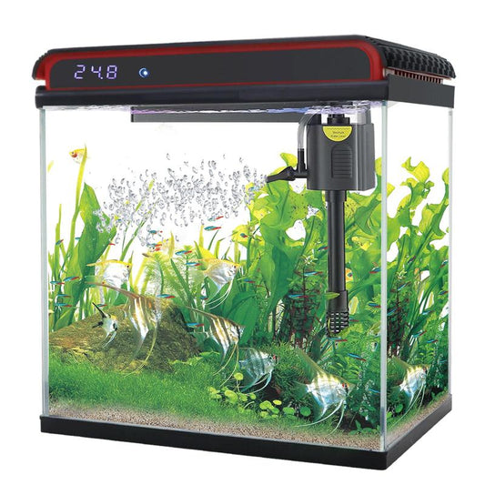 Betta Fish Tank Small Aquarium Starter Kits Self Cleaning with 3 Types of LED Lights and Filter Water Pump, Ultra Quiet Decoration Kids Room Gift with Glass Fish Tank