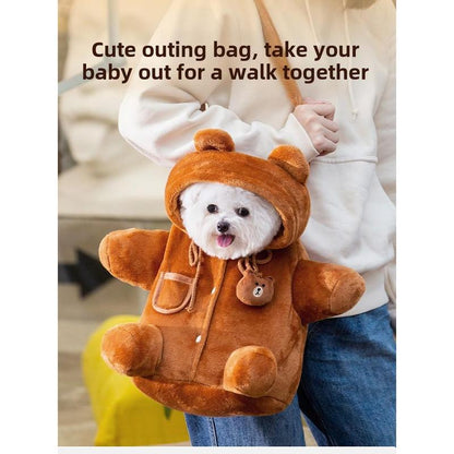 Dog Bag Autumn and Winter Portable Outing Bag Warm Windproof Bear Cute Cute Shoulder Bag Cat Bag Pet Crossbody Bag Dog Backpack