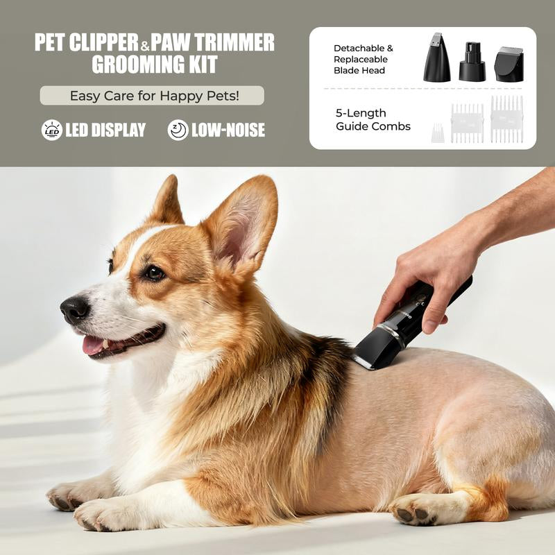 Geoorood Dog Clipper, Low Noise Dog Grooming Kit with Rechargeable Battery and LED Display, Cordless Electric Quiet Hair Clipper Set for Dogs, Cats, and Other Pets #Holiday Haul