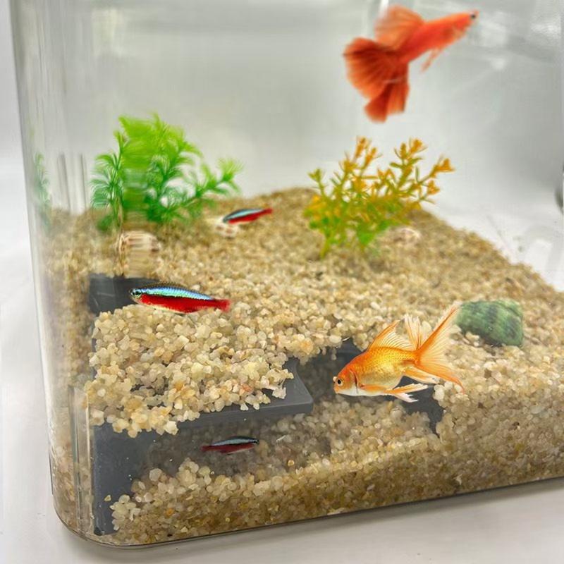 3D Dual-Entry Bionic Gravel Cave, Aquarium Eco Fish Tunnel & Reptile Underground Observatory Nest, Amphibious Habitat for Aquatic/Terrestrial Pets