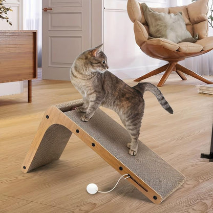 Large Size Cat Scratching Board, 23.6 Inch L Shape Cat Scratching Pad Wall Mounted, Cat Scratching Board with Ball Toy for Indoor Cats to Play