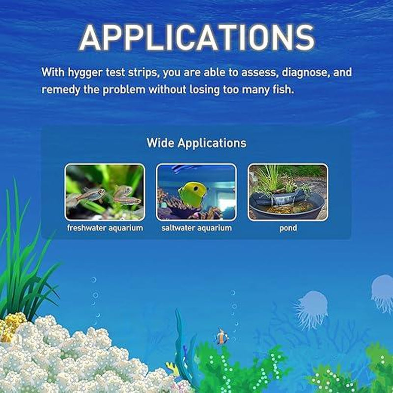 8-In-1 Aquarium Test Strips 50&100Ct Fast Water Testing for Fish Tankammonia Nitrate PH Ammonia, Alkalinity, Hardness, Chlorine, Etc.