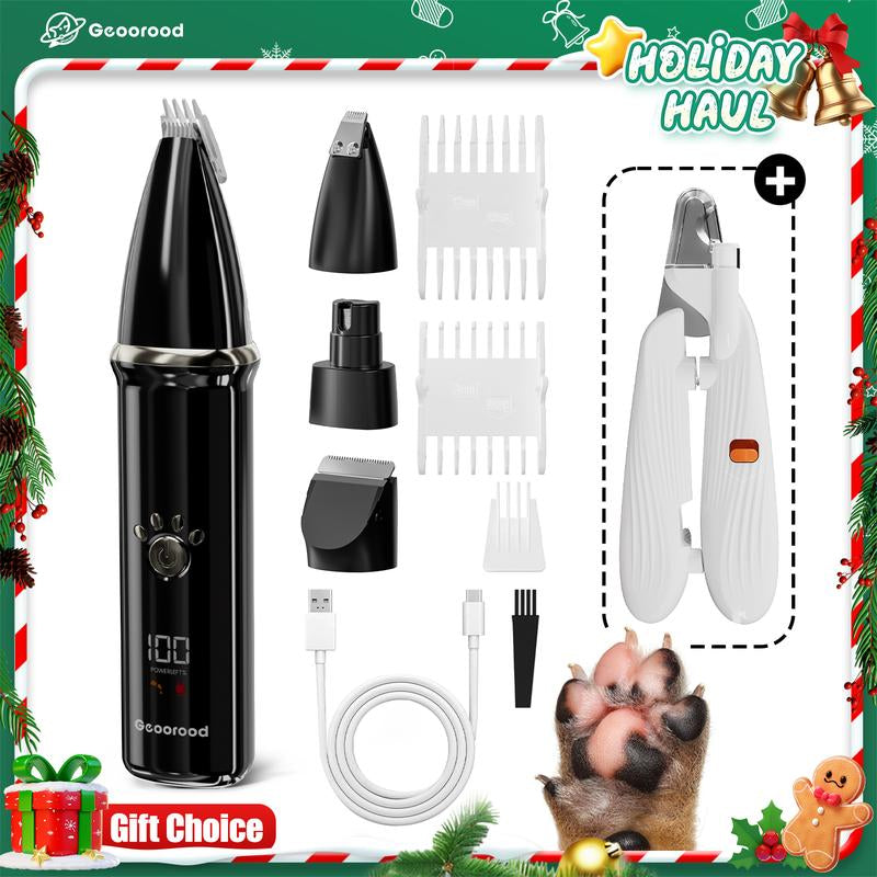 Geoorood Dog Clipper, Low Noise Dog Grooming Kit with Rechargeable Battery and LED Display, Cordless Electric Quiet Hair Clipper Set for Dogs, Cats, and Other Pets #Holiday Haul