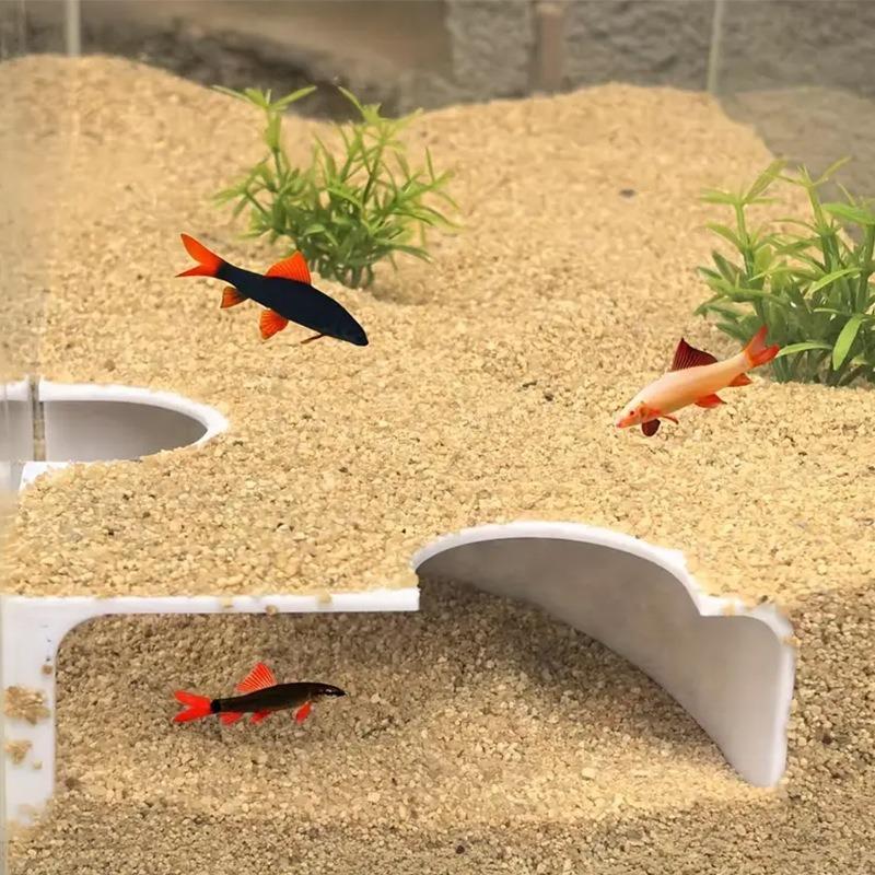 3D Dual-Entry Bionic Gravel Cave, Aquarium Eco Fish Tunnel & Reptile Underground Observatory Nest, Amphibious Habitat for Aquatic/Terrestrial Pets
