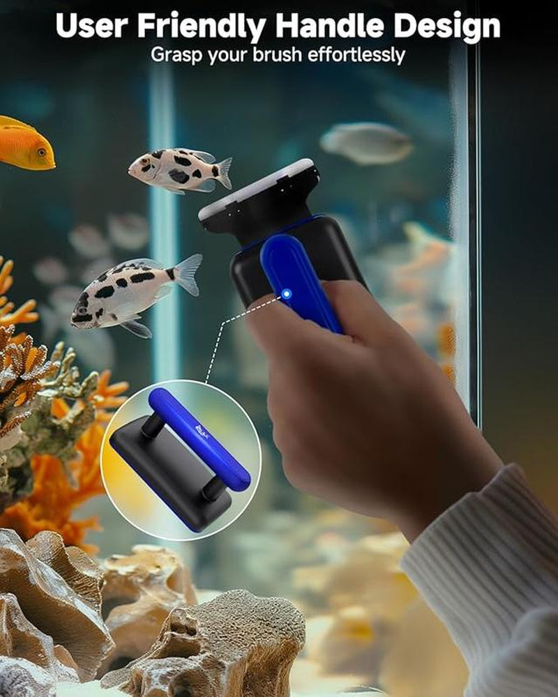 AQQA Magnetic Aquarium Fish Tank Glass Cleaner, Dual-Blades Algae Scraper Glass Cleaner Scrubber, Double Side Floating Aquarium Magnetic Brush , Thick Glass Aquariums Tank