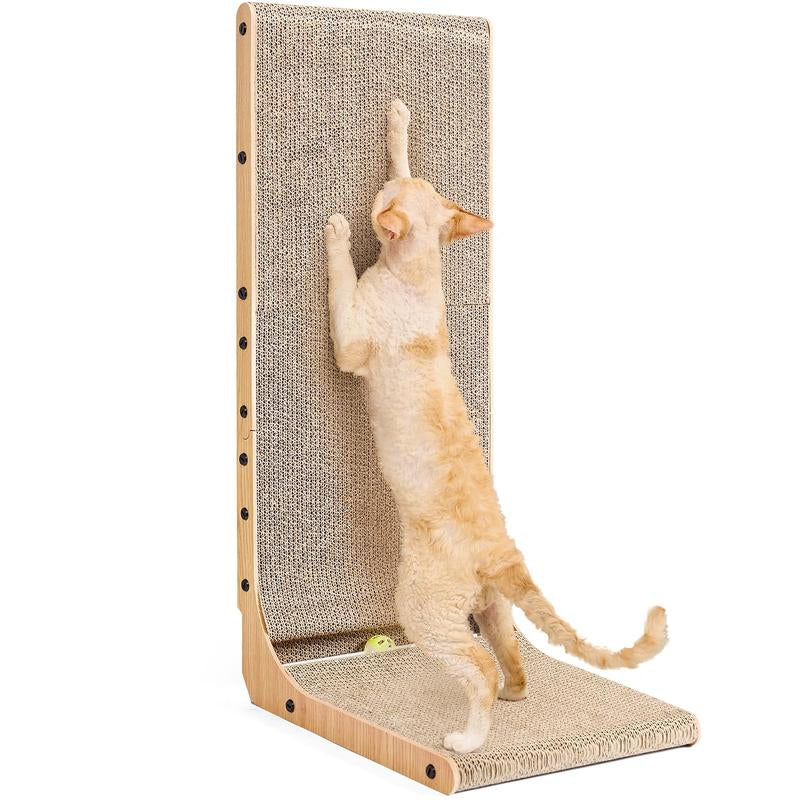 Large Size Cat Scratching Board, 23.6 Inch L Shape Cat Scratching Pad Wall Mounted, Cat Scratching Board with Ball Toy for Indoor Cats to Play