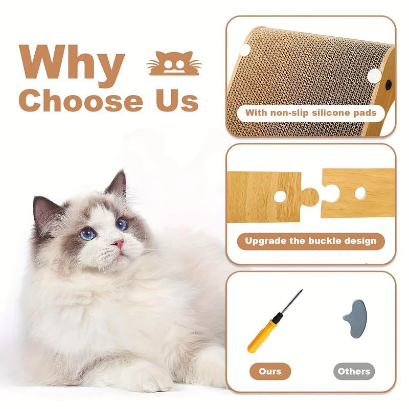 Large Size Cat Scratching Board, 23.6 Inch L Shape Cat Scratching Pad Wall Mounted, Cat Scratching Board with Ball Toy for Indoor Cats to Play